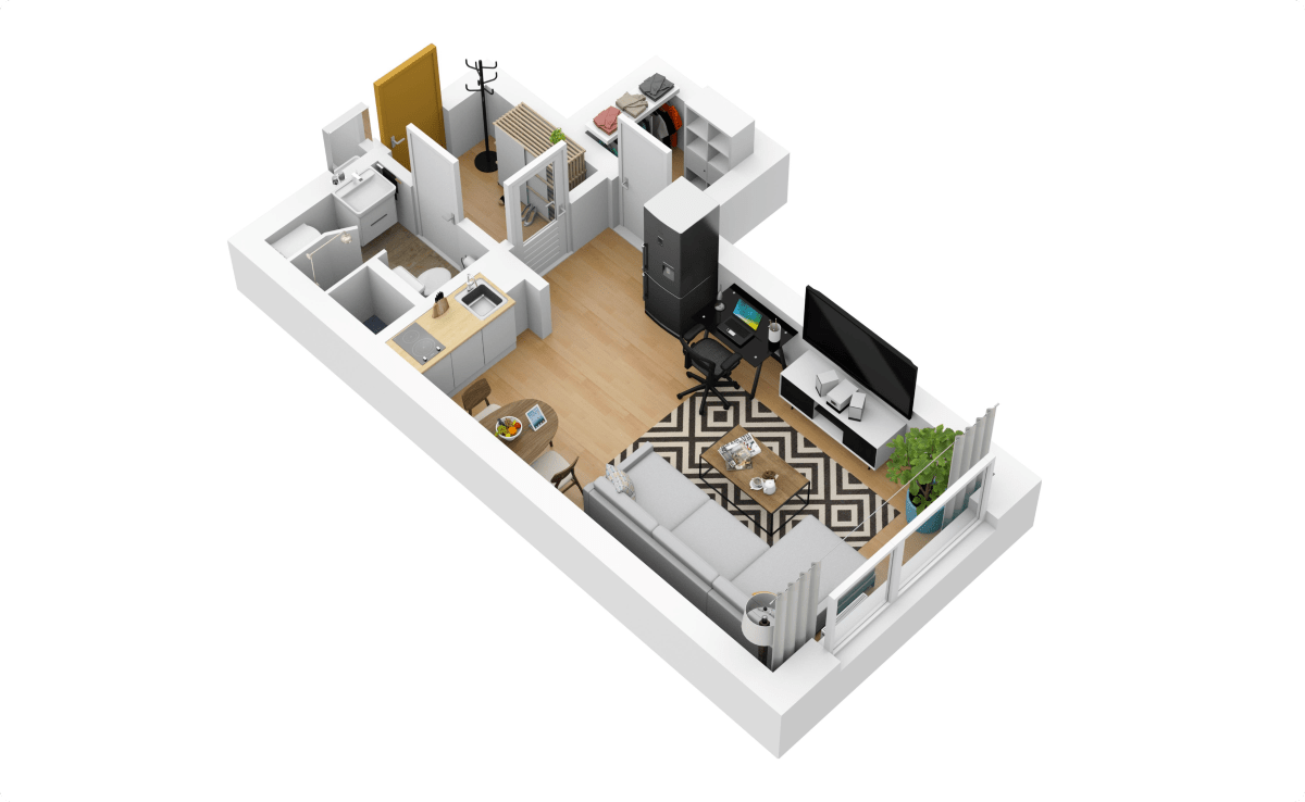 3D dollhouse view floor plan example 1 by Floorplanner