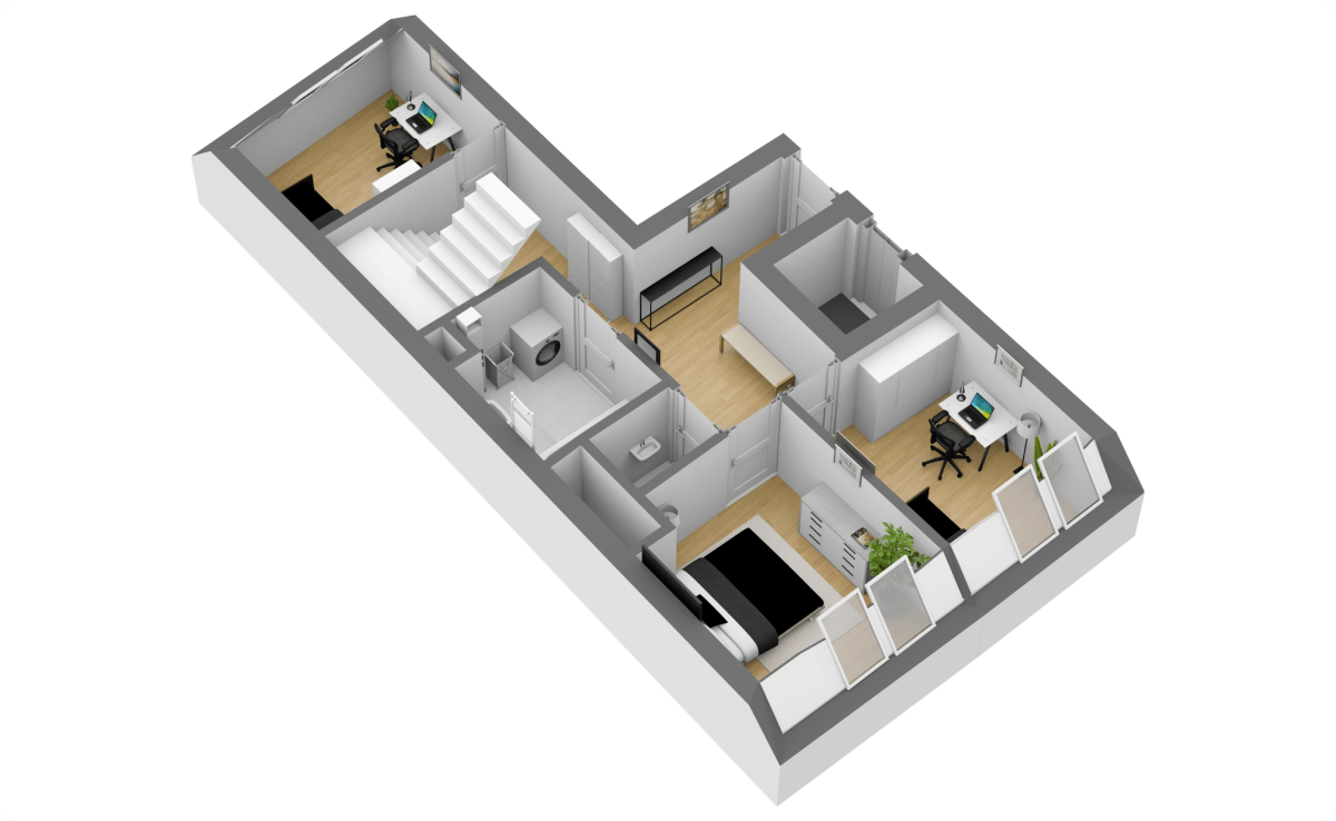 3D dollhouse view floor plan example 2 by Floorplanner