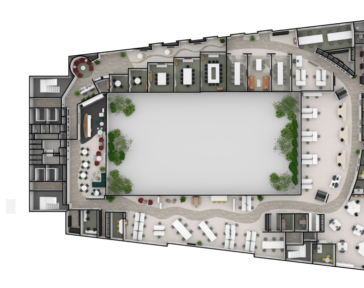 Example of a furnished 3D top-viewfloor plan created using Floorplanner