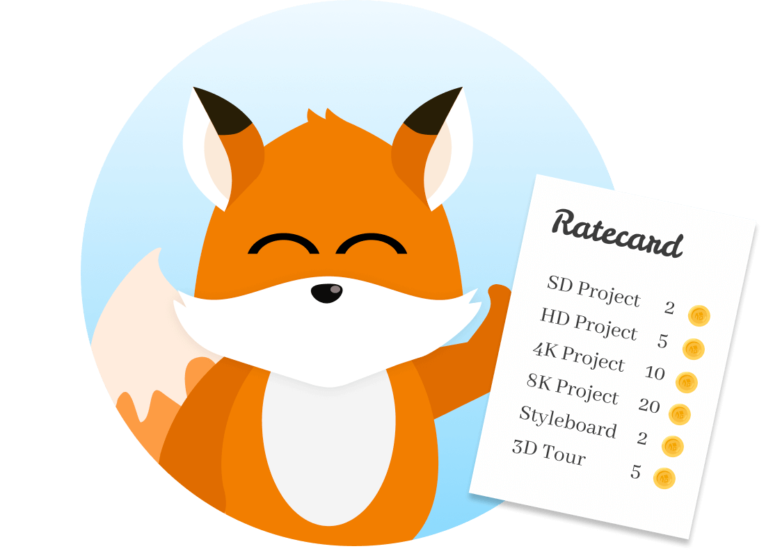 Floxie holding the credit ratecard