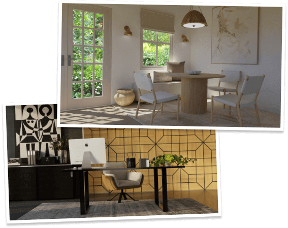 Two examples of impressive 3D interior renders created with Floorplanner for client presentations
